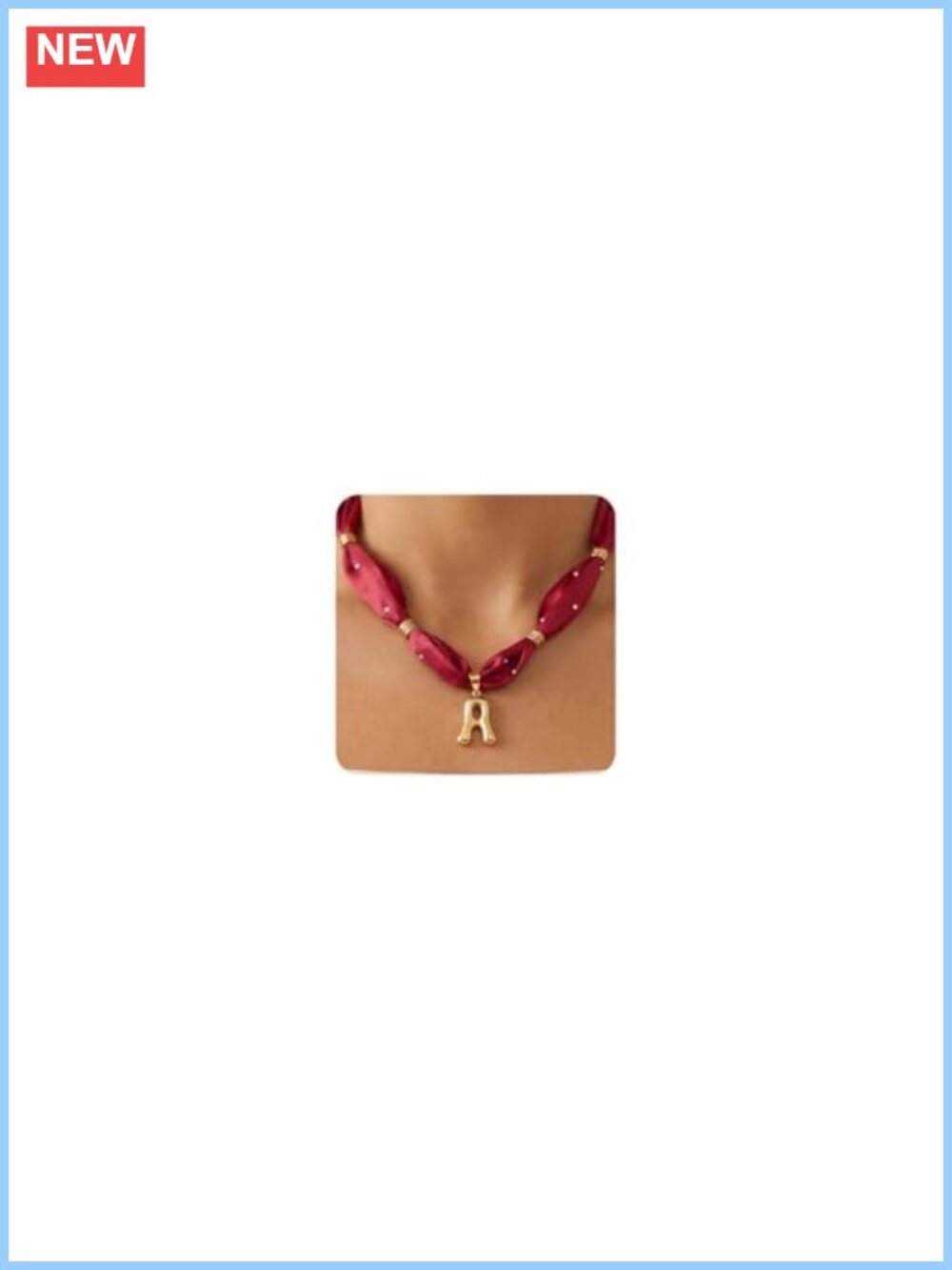 Scarf Initial Necklace with Gold Stainless Steel Letter Charm, Adjustable